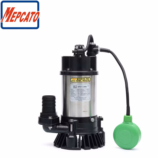 1HP Large Capacity Electric Stainless Steel Centrifugal Submersible Wastewater Muddy Water Discahrge Pump with Cutter for Construction Industrial Sites